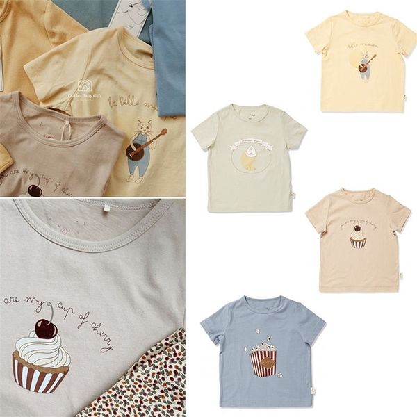 EnkeliBB KA lindo pastel helado Pop maíz patrón camiseta niños niñas verano manga corta Tops madre e hijos a juego 220607