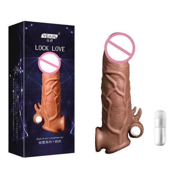 Manchon de vibration de dent de loup allongé et agrandi, gode, pénis masculin, mari, femme, choc, adulte