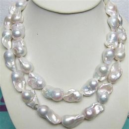 enorme 15-28MM meer van het echte collier de perles barok blanches 35 pouces285P