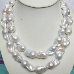 enorme 15-28MM meer van het echte collier de perles barok blanches 35 pouces247v