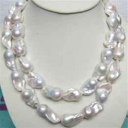 enorme 15-28MM meer van het echte collier de perles barok blanches 35 pouces311m