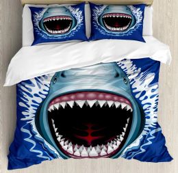 Ensemble de Housse de Requin Avec Motif de Requins, Literie, Taie d'Oreiller, Polyester, Double, Reine, King Size