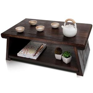 ENSO SENSORY Uji Méditation Premium Autel japonais et cadre de temple Tatami Chabudai Puja Table à thé basse pliante assise sur le sol - Surface lisse,