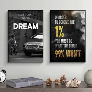 Entrepreneur Motivational Qoutes Affiches et imprimés Canvas Inspirational Painting Wall Art Pictures Office Office décor mural Cadeau pour ami WO6