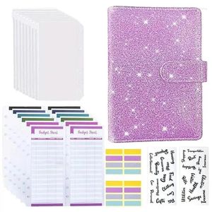 Enteble Challenge Binder PU Leather A6 Presupuesto Planificador para ahorrar Money Organizador con Pegatinas Gastos