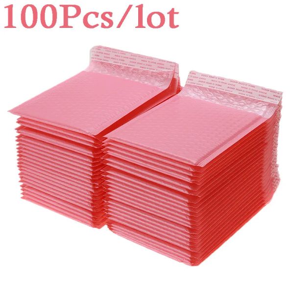 Enveloppes 100 pièces/lot sacs d'enveloppe en mousse rose auto-scellants enveloppes d'expédition rembourrées avec sac d'expédition à bulles sac de paquets cadeaux