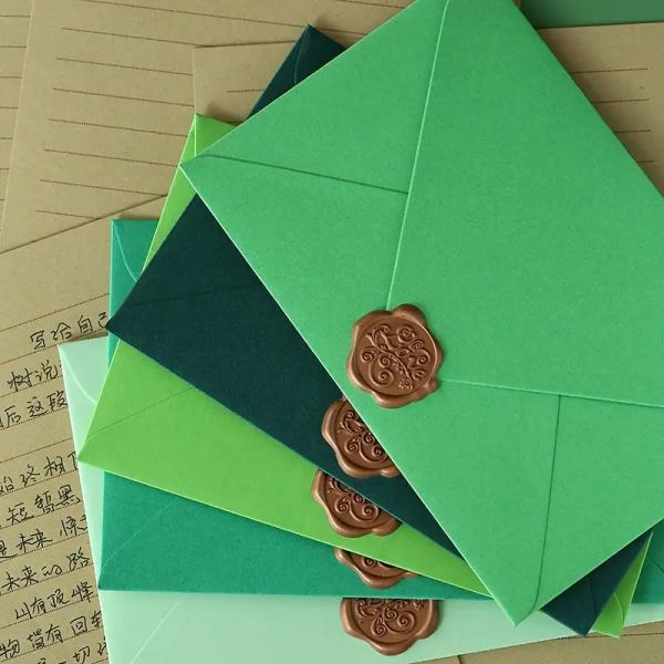 Enveloppes 10pcs / lot Green Envelope Highgrade Small Business Supplies 250g Paper Cartes postales enveloppes pour les invitations de mariage papeterie