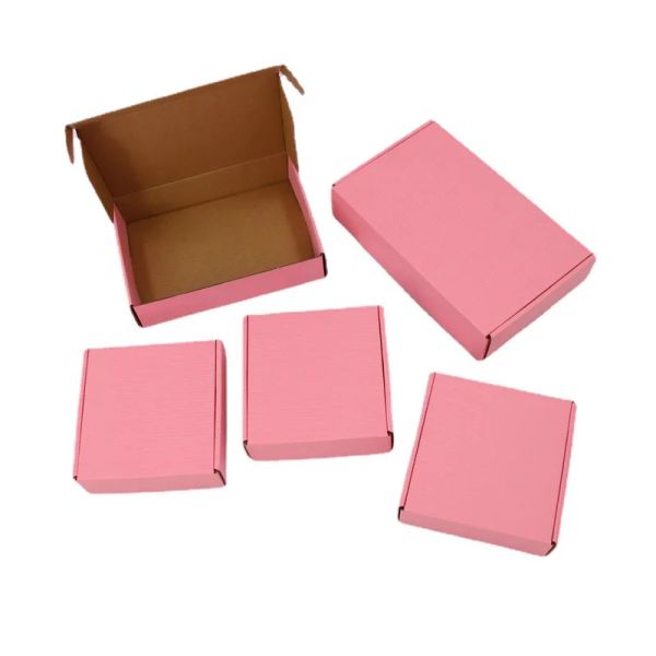 Enveloppes 10pcs Boîte en papier rose kraft 3 couches Boîtes ondulées T-shirt Packaging Boad Box Cosmetics / bijoux Boîte Mailers Carton 7 tailles