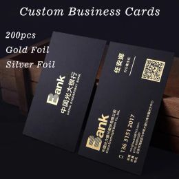 Enveloppes 200pcs Carte de visite Personnaliser les cartes personnalisées 300gsm 500gsm Hot Gold Sier Foil Stamping Imprimez les cartes de crédit Smooth Touch