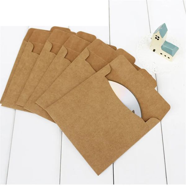 Enveloppes 200pcs couleur naturelle vierge kraft enveloppes cd / dvd manches photo en papier