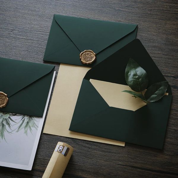 Enveloppes 20pcs / lot enveloppe Wedding Blackish Green Small Business Supplies Postcard GiftBox 250g Paper Message Packaging Invitations