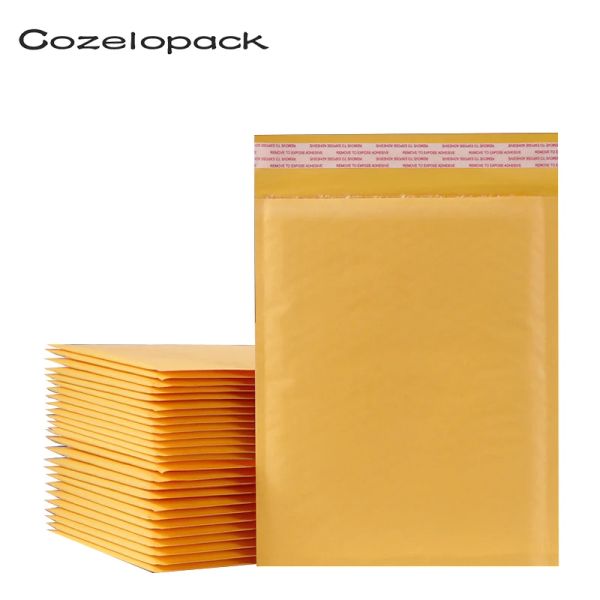 Enveloppes 50pcs / 15 tailles Kraft Bubble Enveloppes Paper Emballage Sacs Mailers rembourrés Package d'expédition enveloppe Bubble Enveloppe Courrier Rangement Sacs