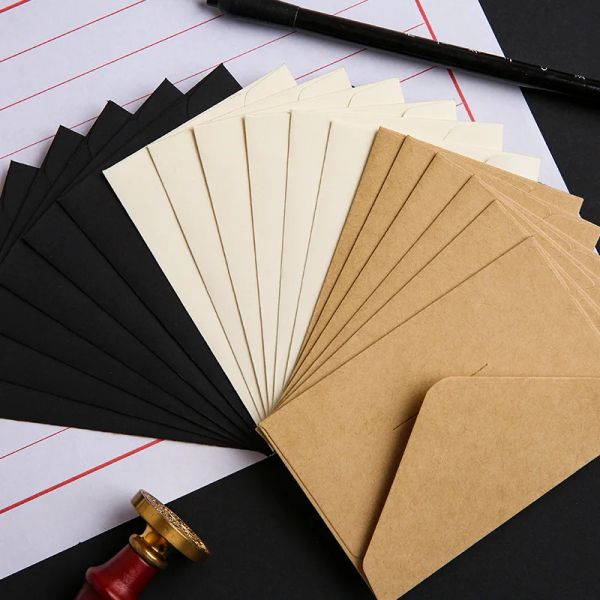 Enveloppes 50pcs / lot enveloppe Small Business Supplies Postcard GiftBox Packaging Kraft Paper Message Letters Invitations Wedding Stationery