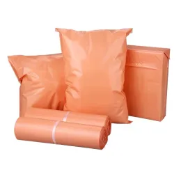 Enveloppes 50pcs / lot enveloppe en plastique orange poudré sac d'expédition sacs de transport sacs de rangement