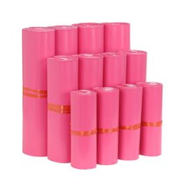 Enveloppes 50 pièces/lots PE plastique auto-scellant sac postal rose clair Poly enveloppe étanche sacs de courrier Postal livraison emballage emballage