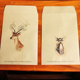 Enveloppen 50 stks/set Papieren enveloppen Vintage Bruin sjabloon schattig Hert mini venster huwelijksuitnodiging envelop/ansichtkaart cadeau-envelop