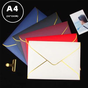 Enveloppes 5pcs / lot A4 enveloppes d'estampage à chaud pour lettres littéraire perle de bureau de fournitures de fourniture de fichiers de fournitures