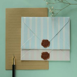 Enveloppes 5pcs / lot enveloppe Stripe Small Business Supplies Gratitude PAPELERIE 250G PAPIER CARDES POSTES ENLOLES POUR LES INVITATIONS DE MARIAGE