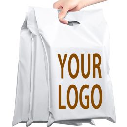 Enveloppes Logo personnalisé Poly Poly Mailers avec des sacs de diffusion de poignée enveloppes faciles à transporter sacs d'expédition merci bonjour hein auto-adhésif