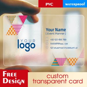 Enveloppen aangepaste transparante PVC bezoek kaarten Clear visitekaartjes afdrukken gratis ontwerp 200 %/500 pcs