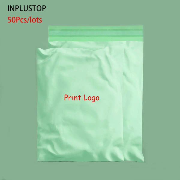 Sobres INPLUSTOP 50 unids/lote bolsas de mensajería de comercio electrónico Color verde bolsa de ropa de envío compostable 100% D2W bolsa exprés biodegradable