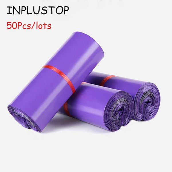 Sobres INPLUSTOP 50 unids/lote bolsa de correo de mensajería de color púrpura bolsa de correo de plástico autosellada sobre de polietileno bolsa de envío postal impermeable