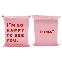 Sobres insplustop 50pcs color rosa espesor en la bolsa expresa gracias impresión impermeable bolsas de paquete de ropa envolvente