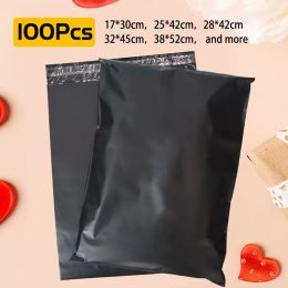 Enveloppes White Poly Mailers Sacs d'expédition en vrac 100pcs Black Mailing Enveloppes Auto adhésif Plastic pour vêtements Small Business Supplies