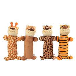 Milieubescherming ontwerp geen vulling hondenspeelgoed kauwspeelgoed pluche hondenspeelgoed voor kleine en middelgrote hond leeuw giraffe tijger leopa205S