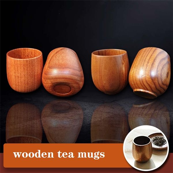Protection de l'environnement matériau de bûche renouvelable tasses à thé en bois tasses roses tasses à thé vert tasses à lait café 9066
