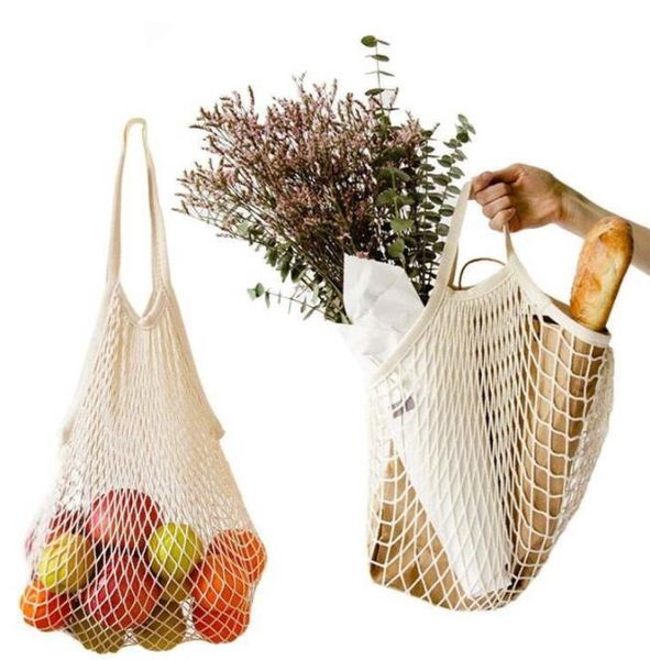 Environnement Shopping Mesh bag Fruits Légumes Épicerie Basg Shopper Tote Net Tissé Coton Sac À Bandoulière Totes À Main recycler Sacs De Stockage