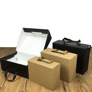 Milieuvriendelijk Kraftpapier Geschenkdoos Zwart / Bruin Opvouwbare Karton Verpakkingsdozen Geschikt voor kleding Schoenen SN2206