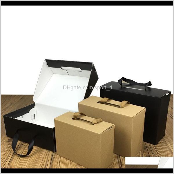 Envoltura de regalo Caja de regalo de papel Kraft respetuosa con el medio ambiente Embalaje de cartón plegable negro / marrón adecuado para ropa Zapatos Lz1940