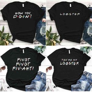 Envmenst 100% katoen T-shirt Vrienden TV Show Quotes How You Doin Women Shirt-mouw Fashion Funny Tops T-shirts voor mannen 210720