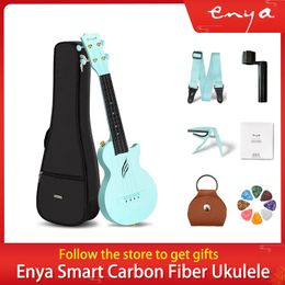 Enya Nova-Ukulele Intelligente akoestische gitaar blauw, 4 snaren, koolstofvezel, beginnersinstrument, 23", U, 23"