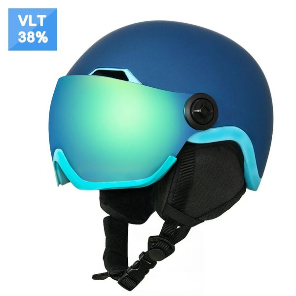 Casque de ski et de neige EnzoDate avec bouclier de lunettes intégré 2 en 1 pour snowboard et lentille de vision nocturne Maskcost détachable 240124