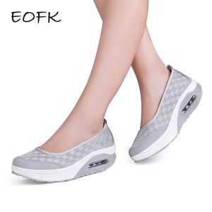 EOFK Zomer Herfst Vrouwen Platform Flats Loafers Casual Sneakers Luchtkussen Comfort Plain Slip-on Lady Bootschoenen