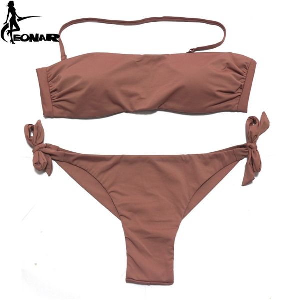 EONAR Bikini sólido mujer traje de baño corte brasileño inferior conjunto Push Up traje de baño mujer trajes de baño deporte playa desgaste 210629