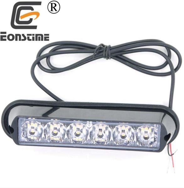 Eonstime 1 pièces 12V24V calandre de pare-chocs avant Super lumineuse 6 LED 6W avertissement Flash stroboscopique lumière noire Base rouge bleu ambre blanc 7807593