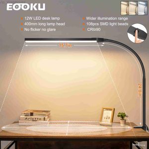 EOOKU 12W Clip-on Light 108 LED-leeslamp voor bed Touch Button 360 flexibele zwanenhals bureaulamp Oogbescherming licht HKD230824