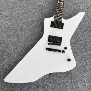 EP Snake Byte James Hetfield Signature White Explorer Guitare électrique Touche en palissandre, boîtier de batterie 9 V, micros EMG Chine, matériel noir