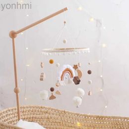 EP4E Mobiles # Baby Rattle Toys 0-12 mois de berceau en bois Bell Mobile Bell Felt Soft Clouds arc-en-ciel suspendus