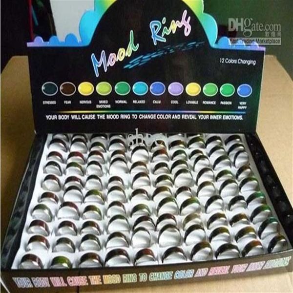 Epack 100 Uds anillo de humor de moda anillos de colores cambiantes tamaño 16 17 18 19 20 acero inoxidable 300h