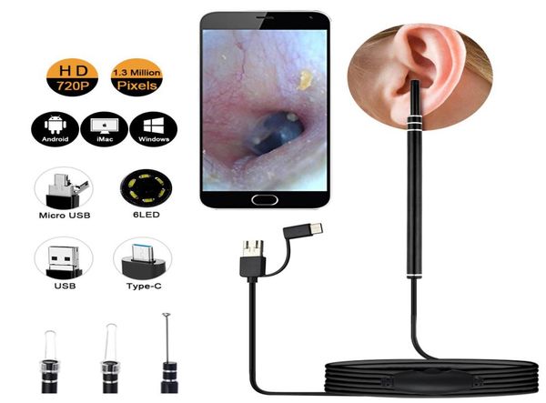 Epack in Ear Nettoyage Endoscope Spoon Mini Camera Picker Ear Picker Ear Repoval Visual Mouth Nez Otoscope Support Android PC5103229