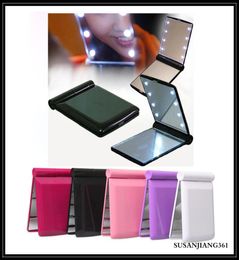 Epack Lady Led Makeup Mirror Cosmetic 8 LED Mirror Vouwbare Portable Travel Compact Pocket Led Mirror Lights Lampen1909849