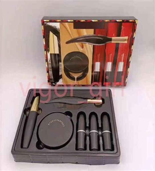 Brand Epacket 6PCSet Makeup sets Matte Lipstick Mascara Liquid Eyeliner Cushion BB Cream Christmas Nice Give Girl Kits Cosmetic Kits8979100