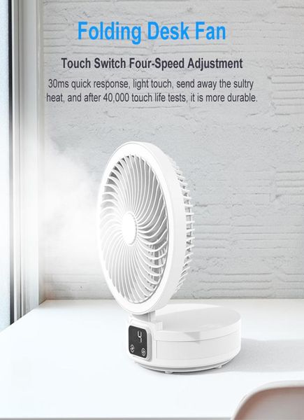 Epacket Bureau Portable Ventilateur APP Télécommande Intelligente Climatiseur Domestique LED Veilleuse Pliant USB Rechargeable Ventilateur Électrique1479932