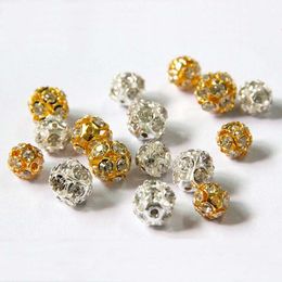 Epacket DHL 8 10mm Une boule de baie creuse en diamant perles en vrac couleur or et argent en option bijoux en diamant 8 / 10mm DFDWZ010 Entretoises