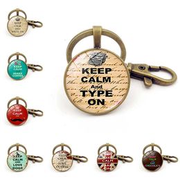 Epacket DHL livraison gratuite garder son calme et continuer pendentif porte-clés DAKR233 ordre de mélange porte-clés porte-clés