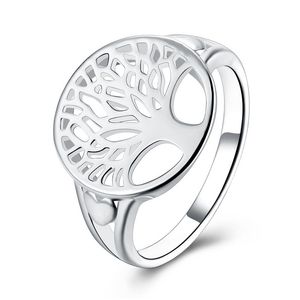 EPACKET DHL vergeld Sterling Zilveren Mode Tree of Life Ring DHSR892 US Size 7,8,9; Hot Women's 925 Silver Plate Band Rings Sieraden